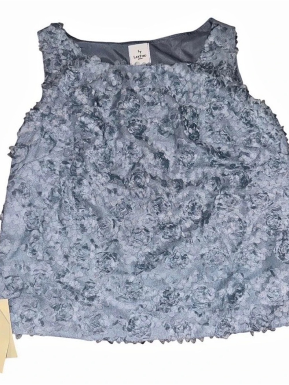 LanTing Blue Floral Textured Tank Top NWT